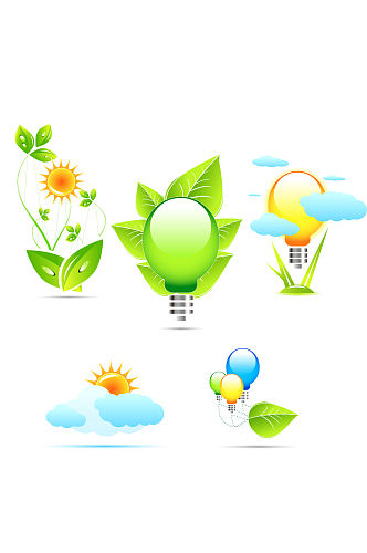 绿色环保节约资源灯泡图标