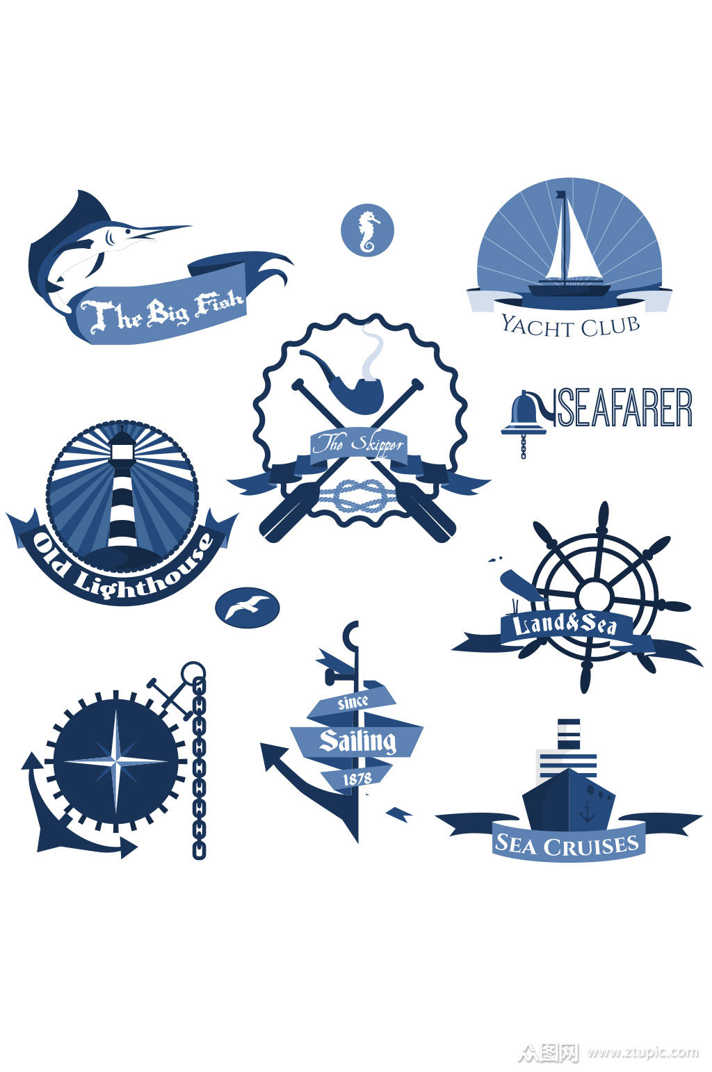 海洋标签集矢量素材