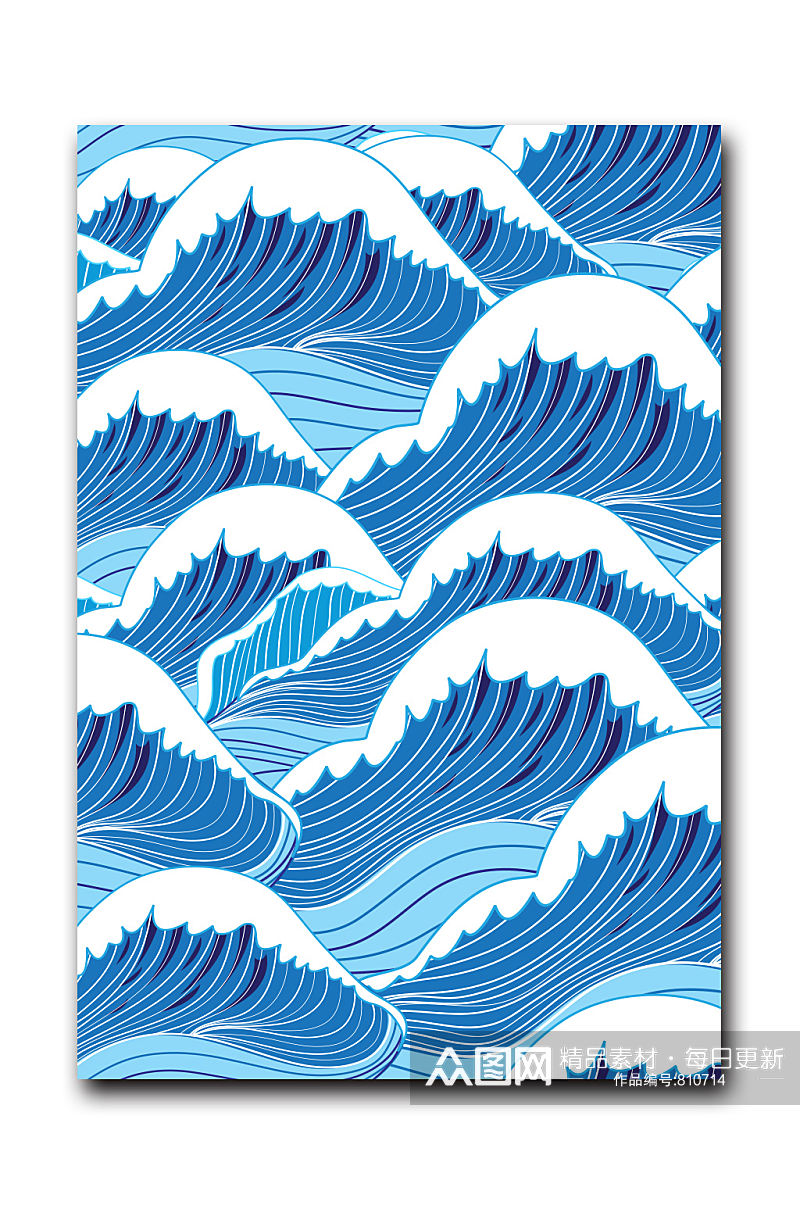 扁平抽象蓝色大海高清背景素材