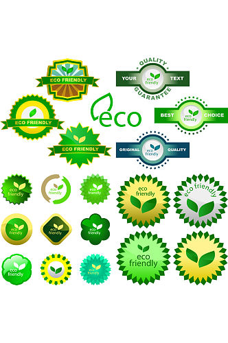 绿色环保标签徽章素材