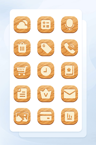 面形木纹手机应用程序主题矢量icon图标