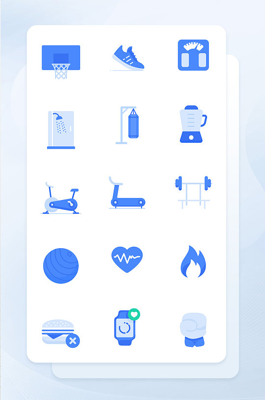 蓝色扁平化体育运动主题矢量icon图标