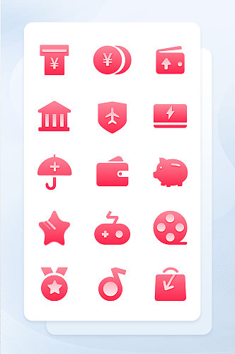 红色面型移动端手机主题矢量icon图标