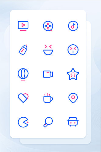 APP移动端线性图标蓝色可爱风线性图标