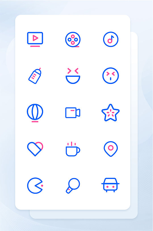 APP移动端线性图标蓝色可爱风线性图标