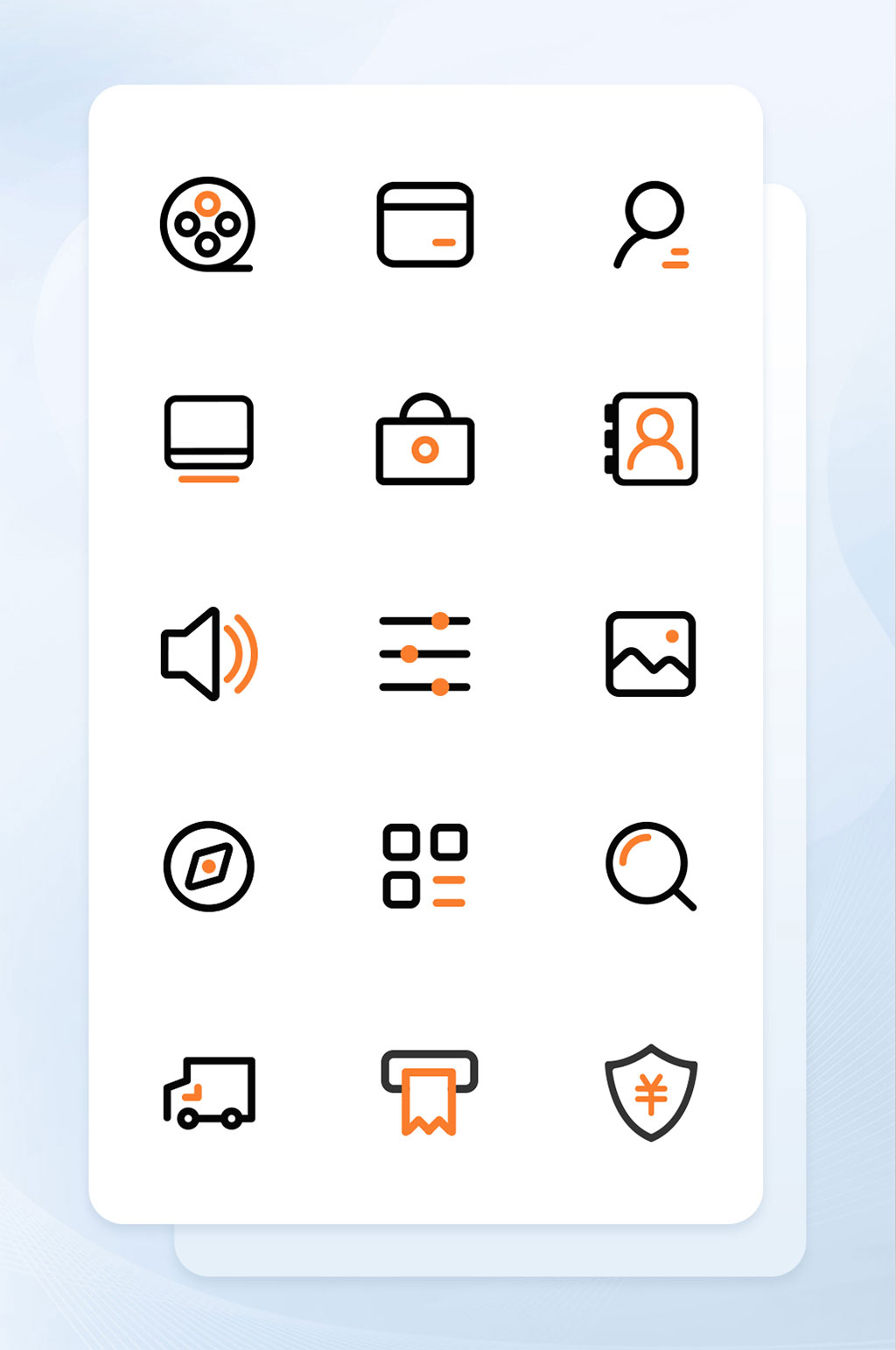 双色黑黄色线性icon图标模板下载-编号1076599-众图网