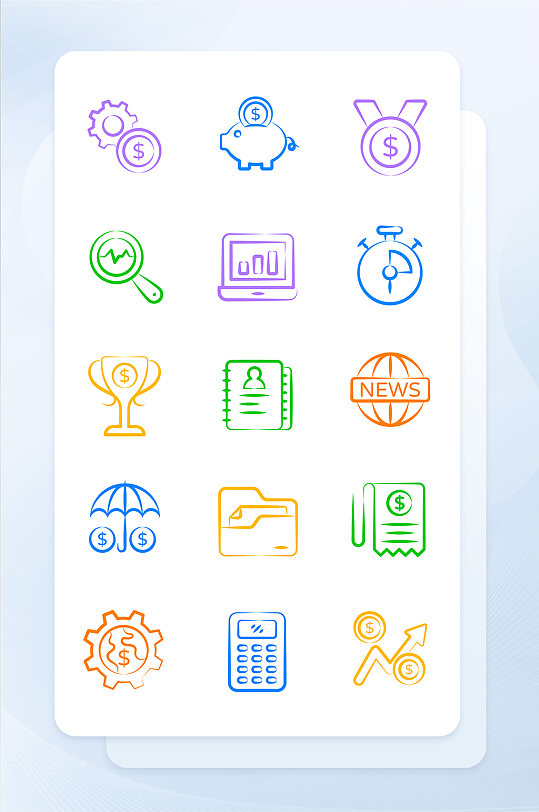 多色金融手绘线性手机主题矢量icon图标