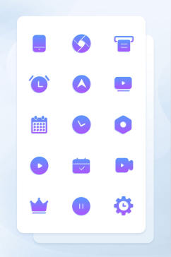 蓝紫色渐变简约多用icon填充性图标