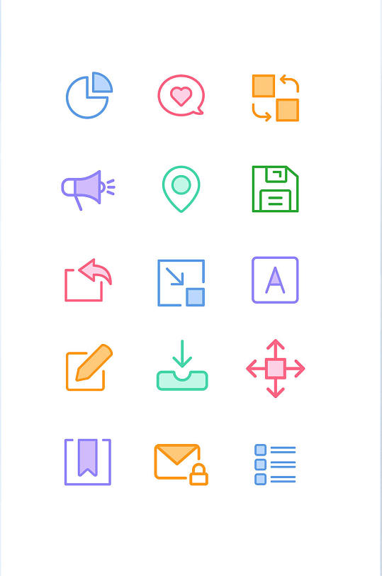 彩色线性填充办公矢量icon图标-众图网