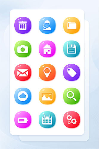 清新糖果色面形手机主题矢量icon图标