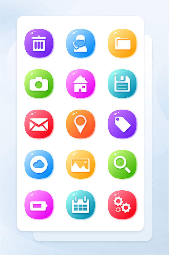 清新糖果色面形手机主题矢量icon图标