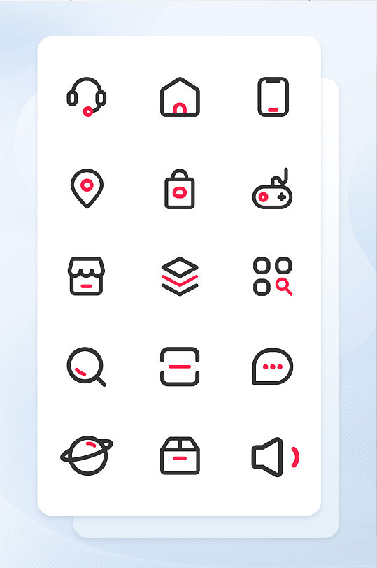 app移动端手机线性红黑色图标