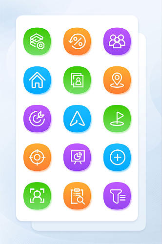 多色面型线性手机主题矢量icon图标