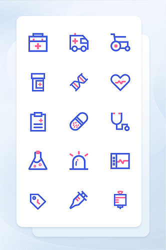 APP移动端蓝色线性医疗icon图标