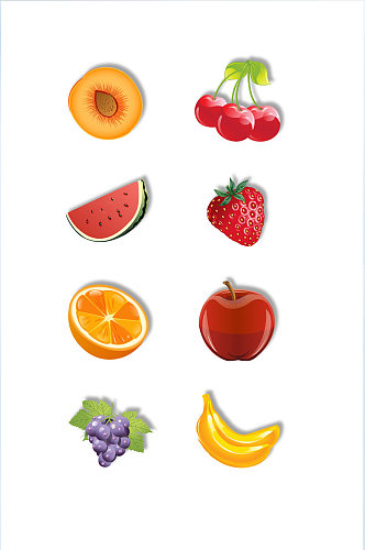 彩色拟物水果矢量icon手绘图标