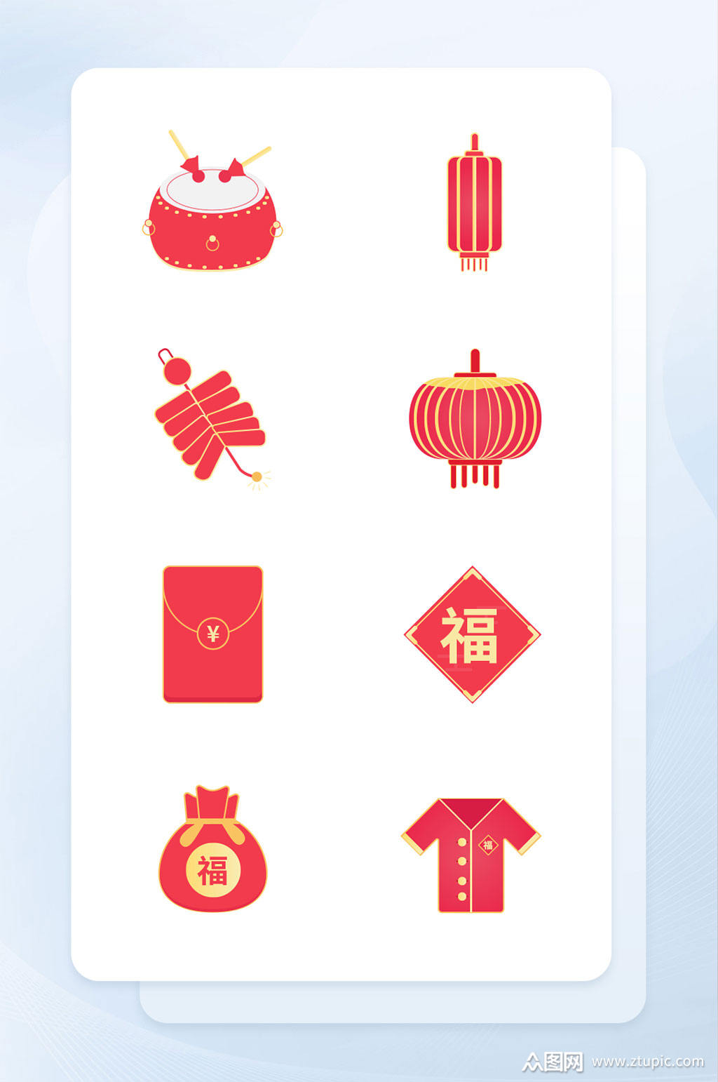 红色新年春节icon图标元素