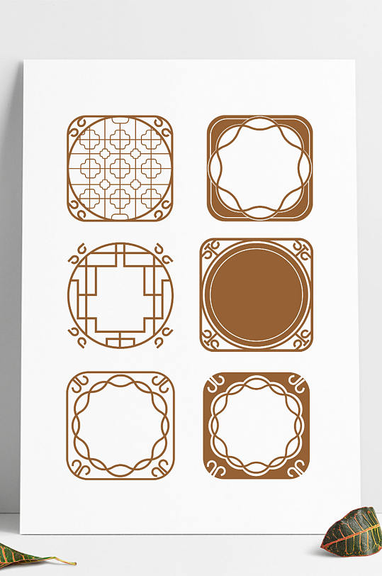 矢量中式边框窗户窗格窗框文本框标题框