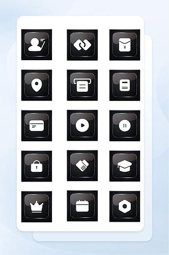 黑色透明质感图标商务应用icon图标