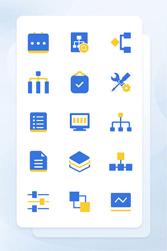 蓝黄面性商务类图标金融icon