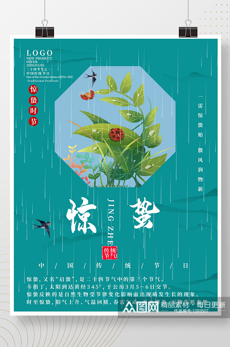 中国传统二十四节气惊蛰宣传海报素材