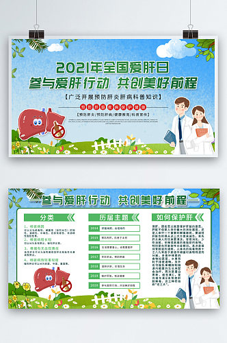 简约3月18日全国爱肝日护肝医疗内容展板海报