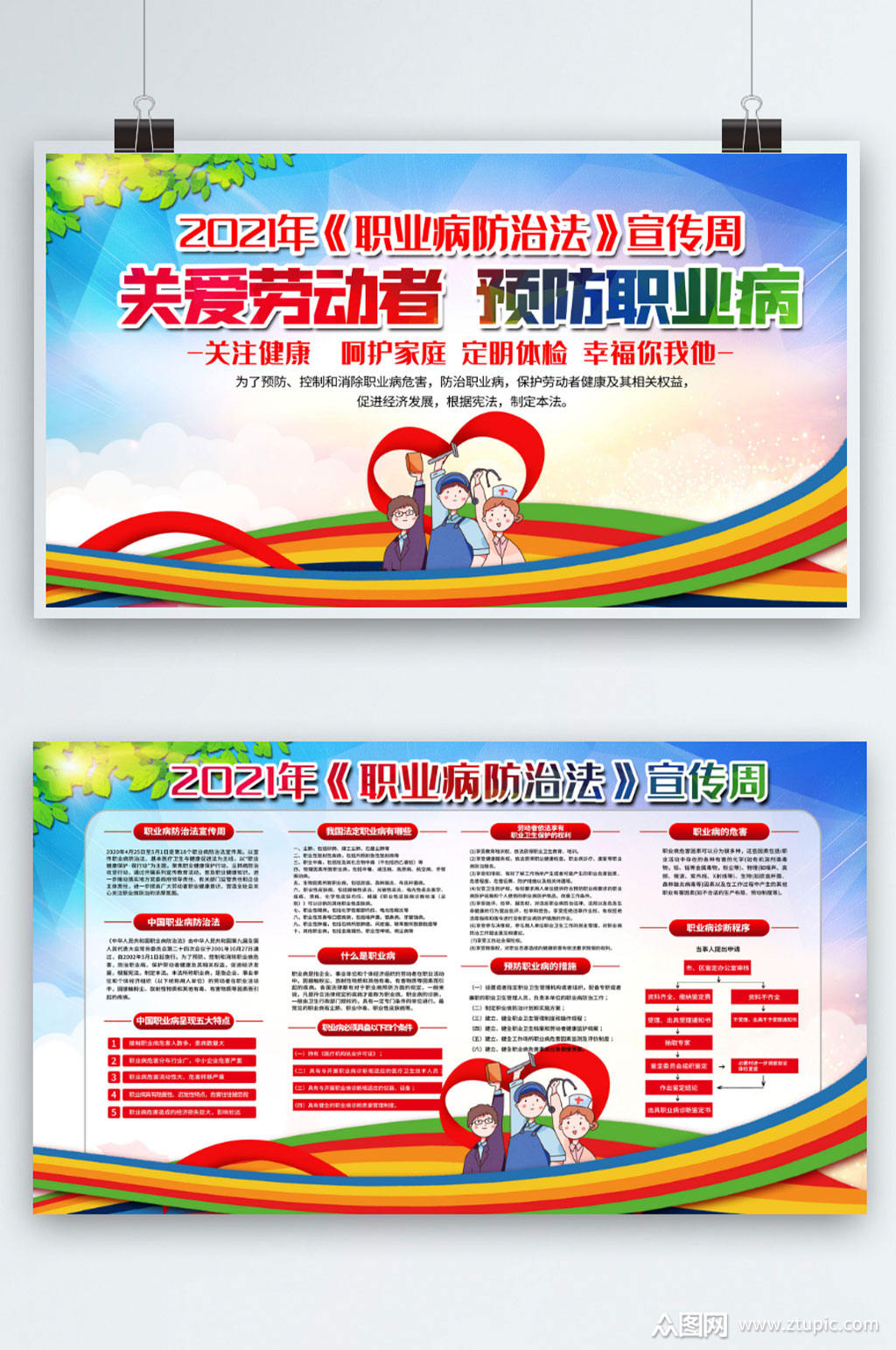 职业病防治法职业健康宣传展板海报