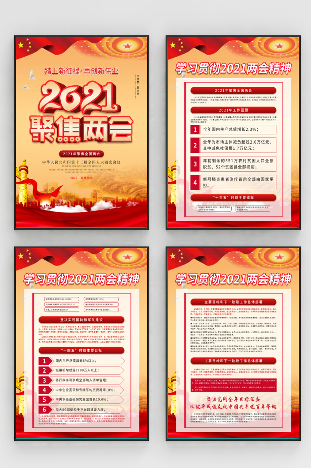 学习贯彻2021两会精神系列展板素材