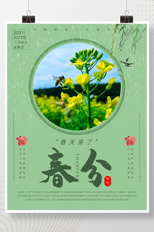 春分中国传统二十四节气活动节气海报