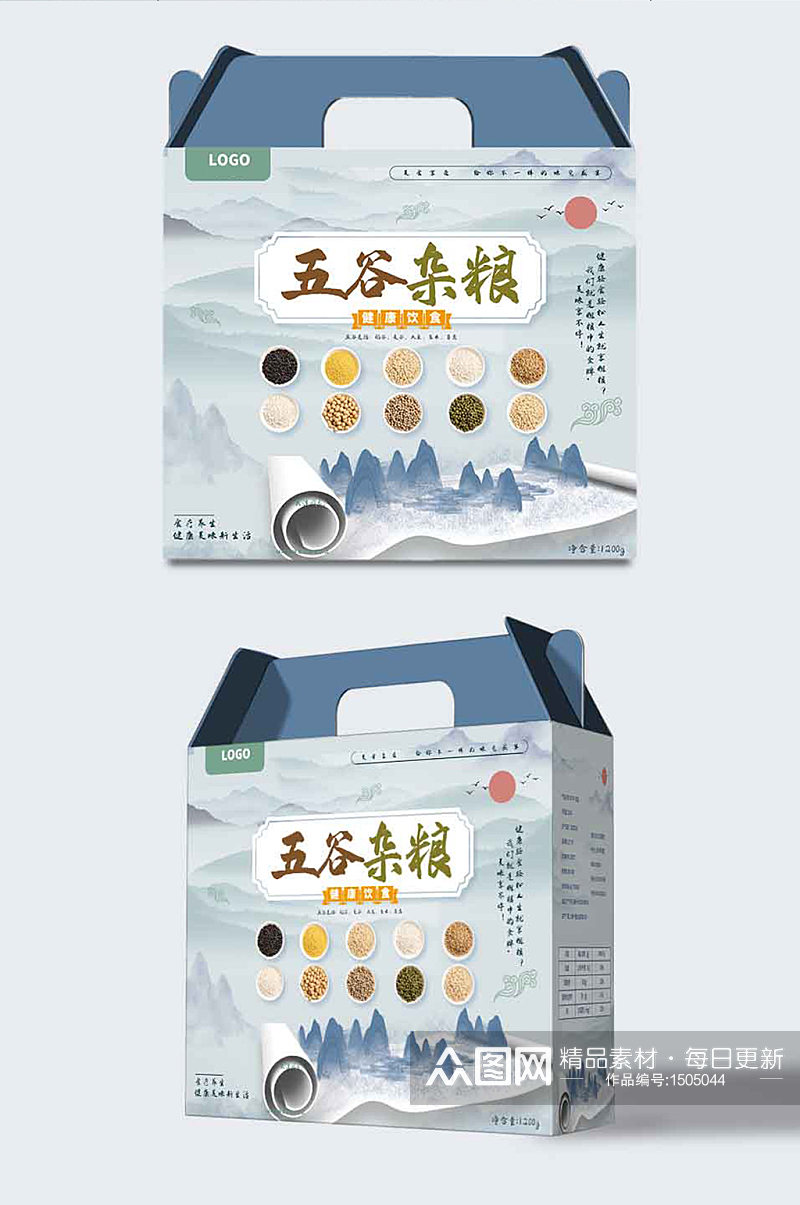 五谷杂粮粗粮饮食健康养生中国风包装盒素材