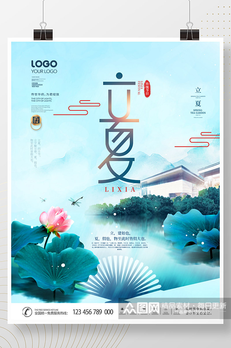 中国风二十四节气立夏房地产营销海报素材
