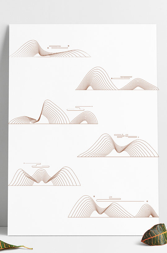 中式元素中国风山纹云纹线条装饰素材