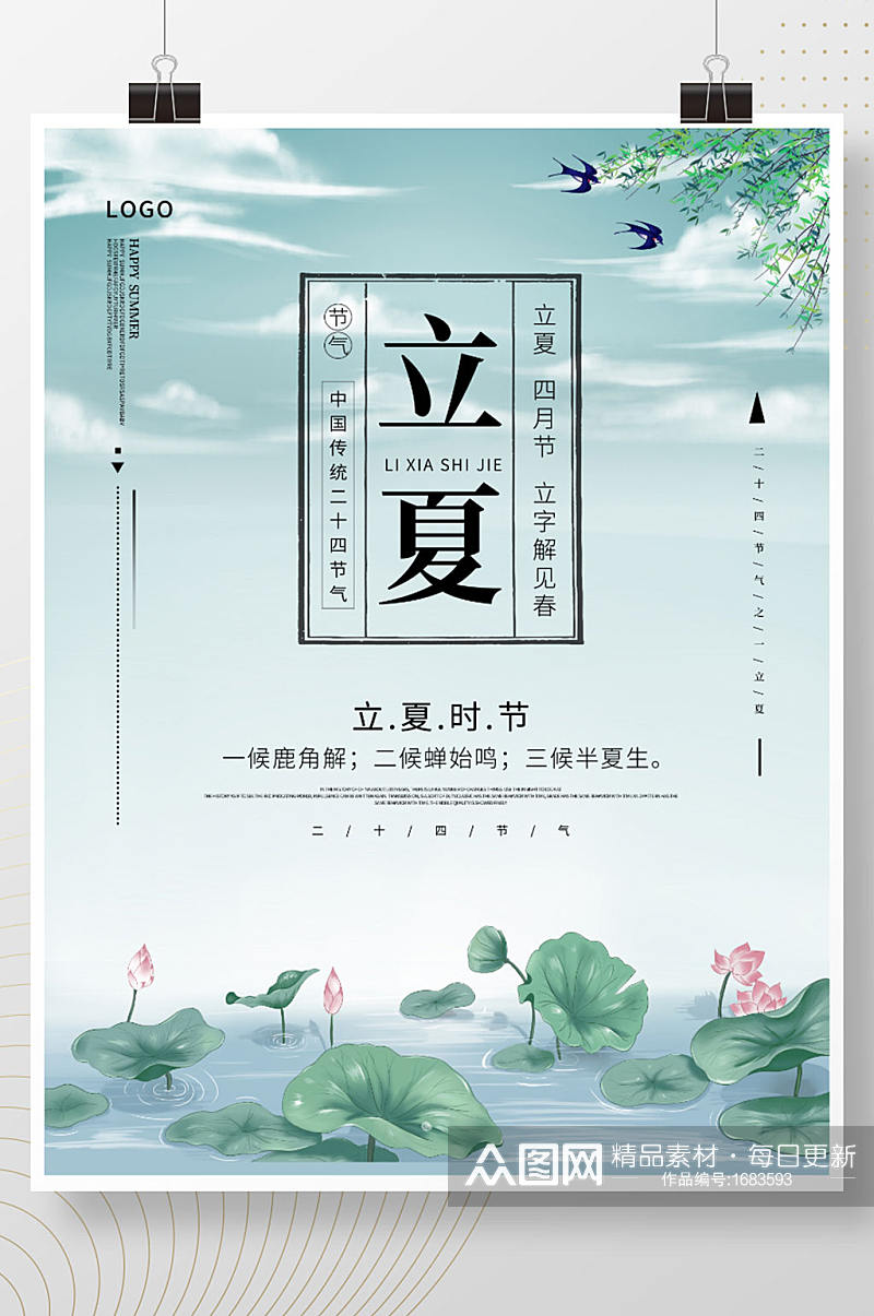 中国风二十四节气立夏海报素材