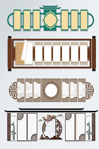 古典中式校园社区文化墙边框
