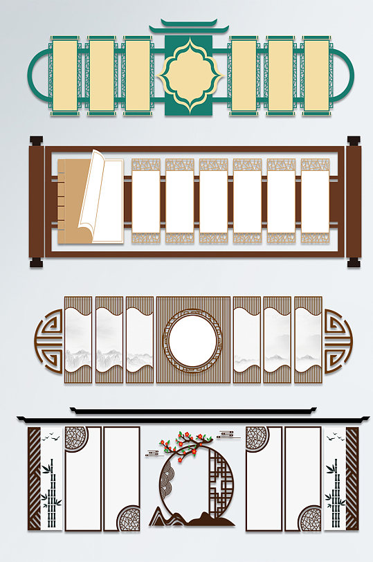 古典中式校园社区文化墙边框
