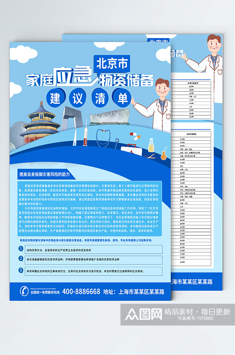 北京灾害预防家庭应急物资储备宣传素材