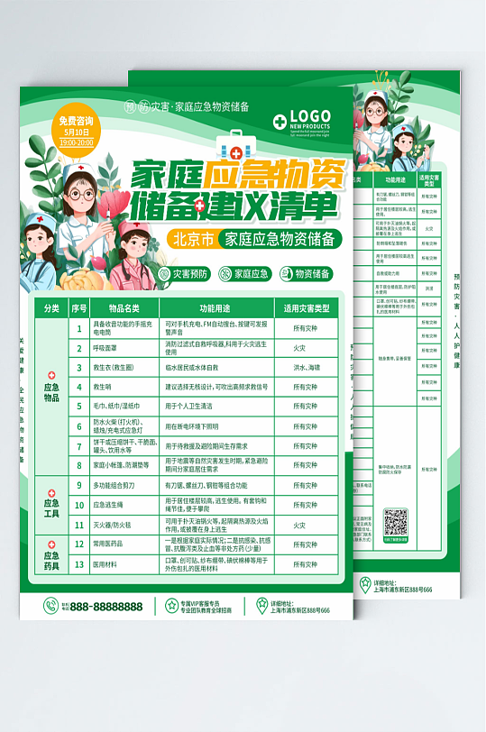 北京灾害预防家庭应急物资储备宣传单