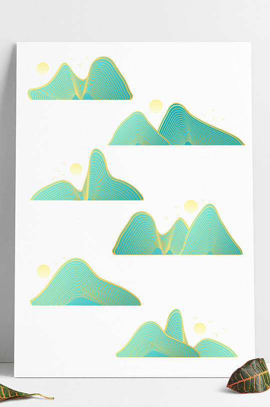 中式中国风国潮新中式山纹山峰装饰素材