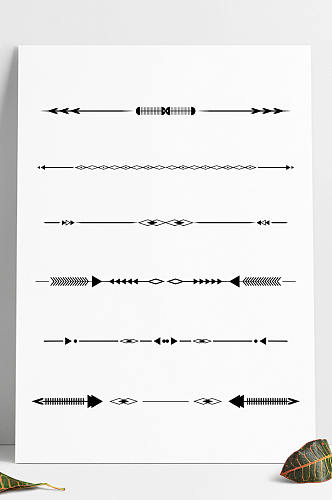 复古花纹分割线分隔符简约手绘黑白线条