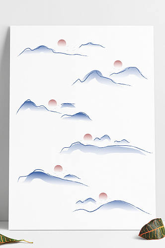 中式中国风古风古典山纹云纹水墨风装饰图案