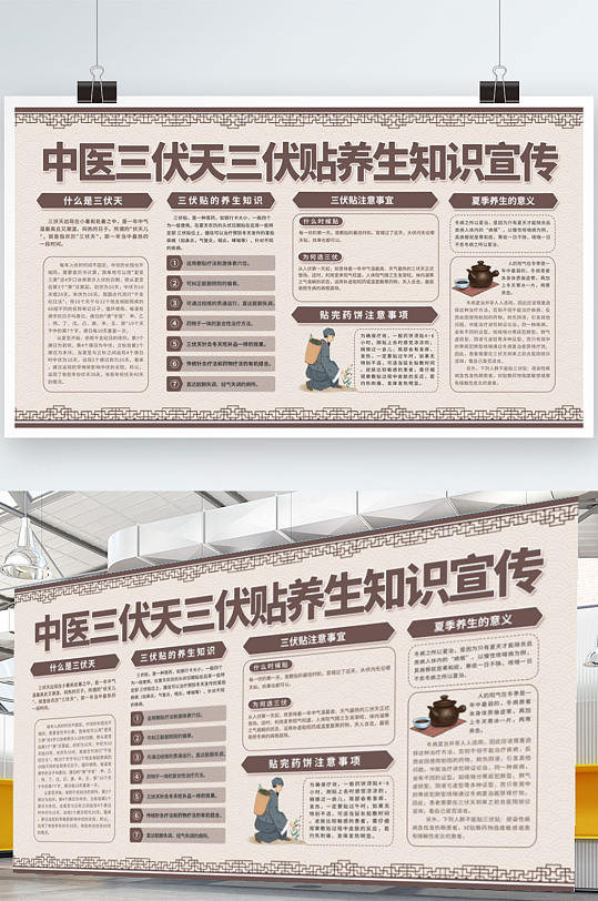 中医医院 中医夏季养生三伏贴三伏贴养生知识宣传展板