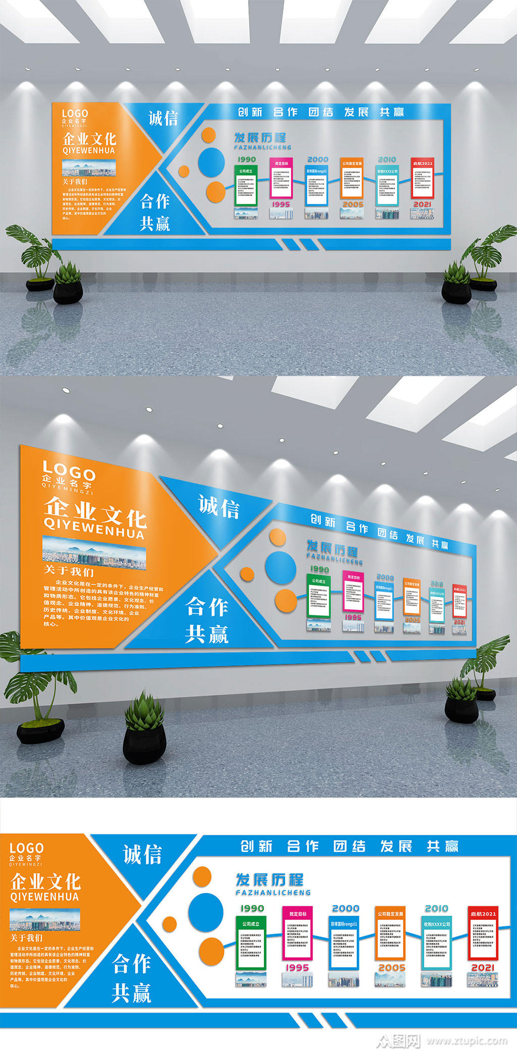 高端大气企业历程企业发展企业文化墙