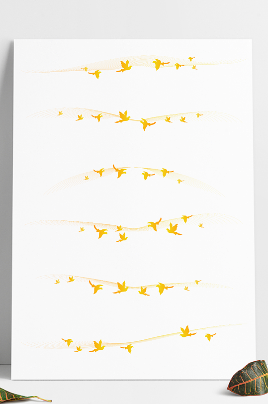 七夕传统佳节喜鹊鹊桥金色线条装饰素材
