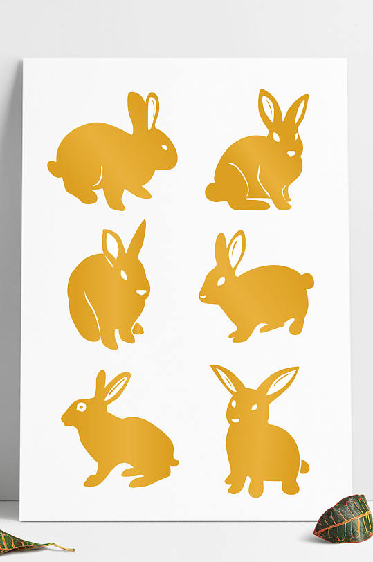 中秋节烫金剪纸风月兔兔子小白兔元素