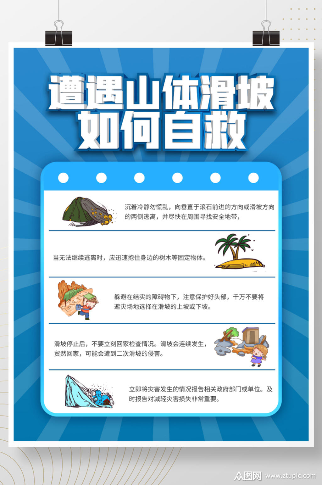 泥石流山体滑坡自然灾害预防科普知识海报