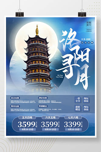 创意中国风河南洛阳旅游旅行景点宣传海报