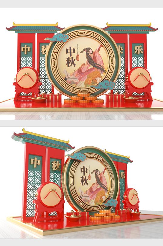 3d立体中秋节美陈中秋美陈