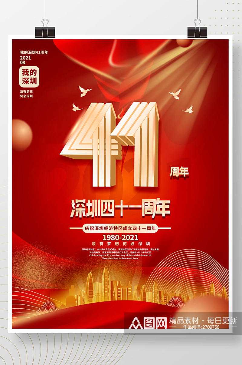 简约深圳经济特区成立纪念日海报素材