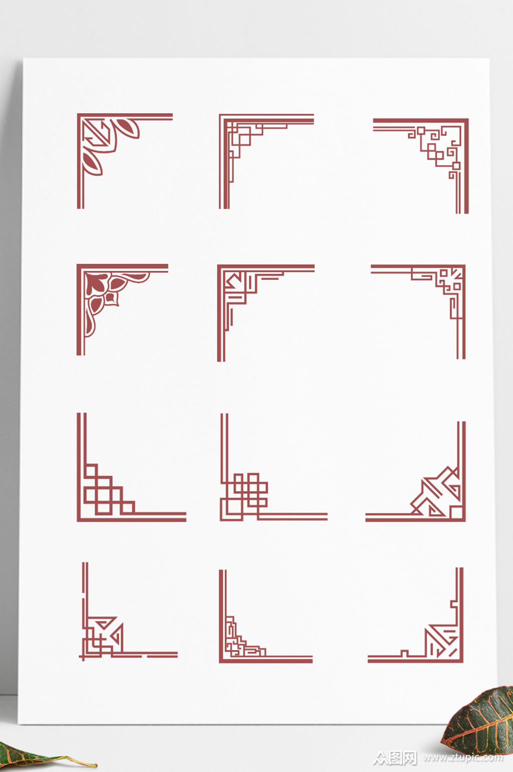 中国风古典雕刻文化墙边框边角中式文本框素材
