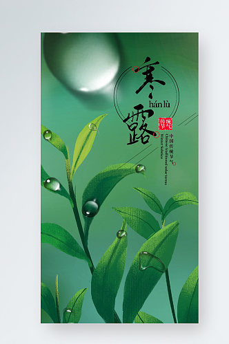 中国二十四节气寒露手机宣传海报