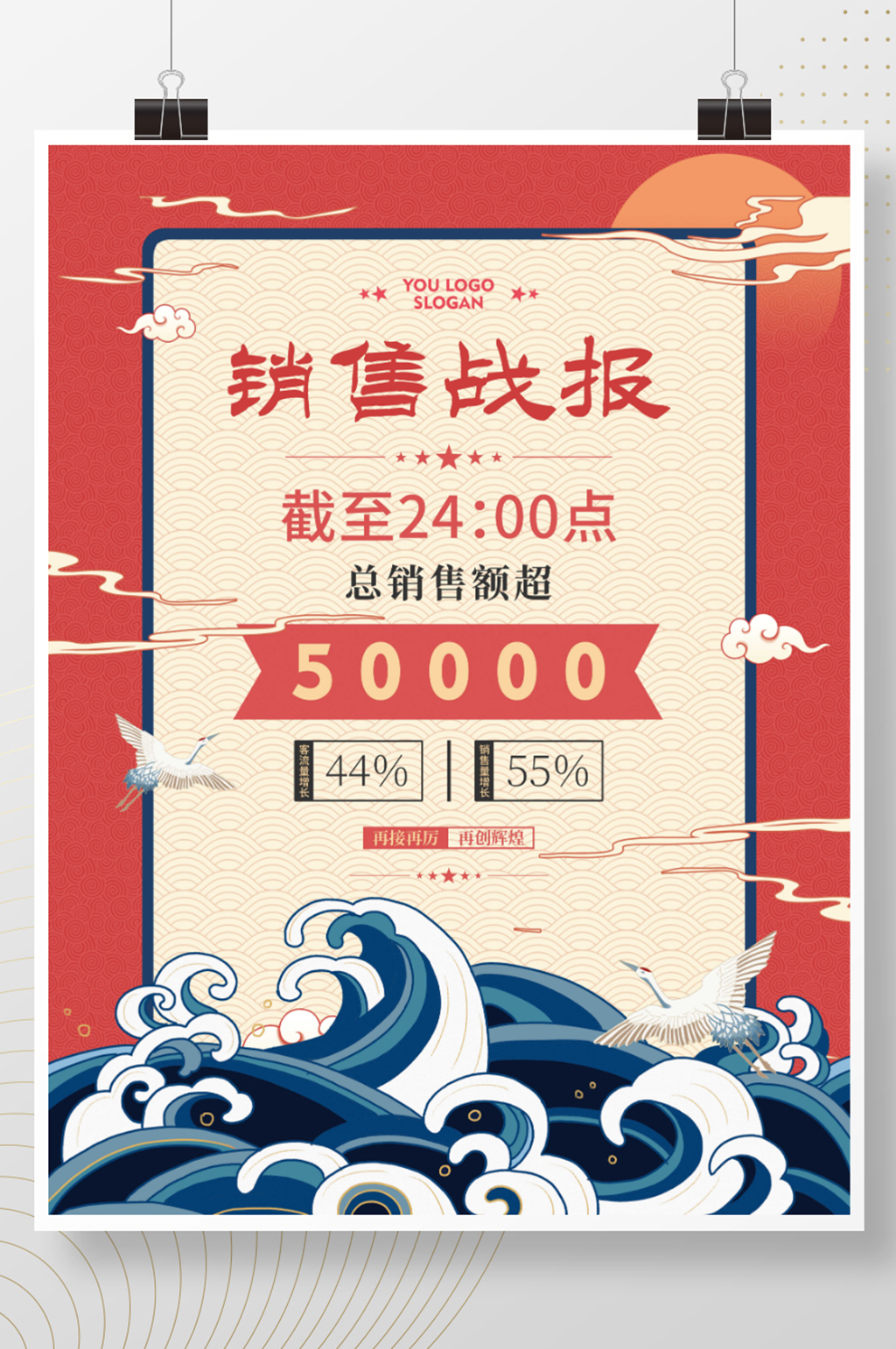 国潮微商销售喜报海报素材